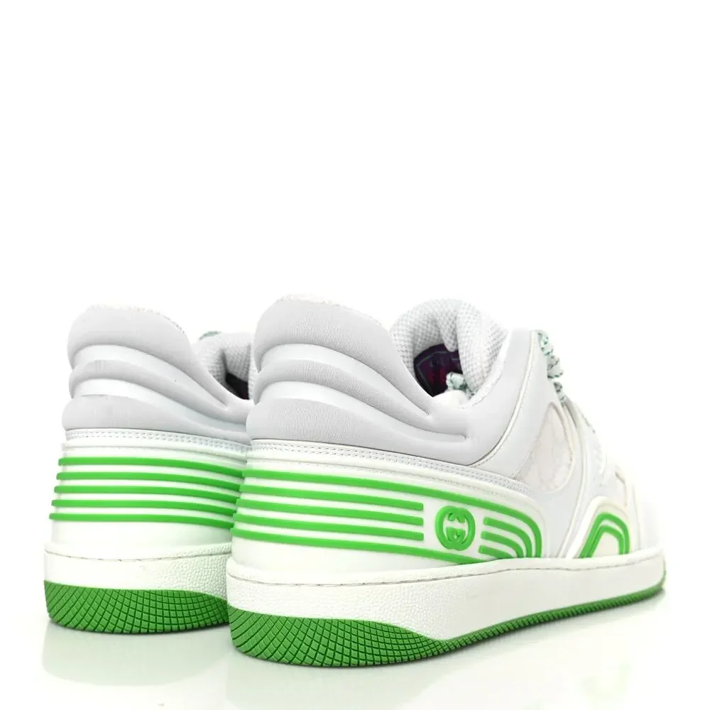 GUCCI Demetra GG Supreme Basket Low Top Sneakers Green White Men's Size 12 NEW